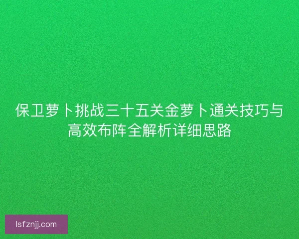 保卫萝卜挑战三十五关金萝卜通关技巧与高效布阵全解析详细思路